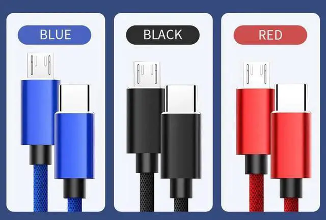Alt view image 2 of 2 - USB c to Micro usb fast charging cable,3.3ft, Type C to Micro USB Charger Braided Cord Support Charge & Sync Compatible with MacBook (Pro),Galaxy S8, S9, S10, Pixel 3 XL, 2 XL, Nexus 6P 5X (blue 1m)