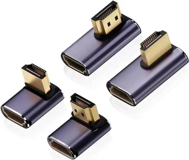 Alt view image 5 of 6 - 8K HDTV 90 Degree Adapter (4 Pack), Up & Down,Left & Right Angle HDMI-compatible Connector, UHD 48Gbps Male to Female Extender Support 8K@60Hz 4K@120Hz for Laptop,DVD,UHD TV, Monitors,PS
