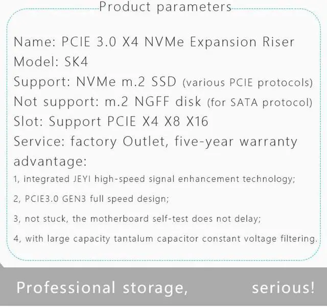 Alt view image 5 of 7 - JEYI SK4 M.2 NVMe SSD NGFF to PCIE X4 Adapter M Key Interface Card Suppor PCI Express 3.0 x4 2230-2280 Size m.2 Full Speed