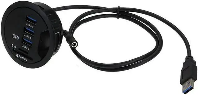 Alt view image 3 of 4 - 2.5" Grommet Hole - In Desk - USB 3.1 Gen I 3 Port Hub/ BC 1.2 USB Charger with SD Card Reader