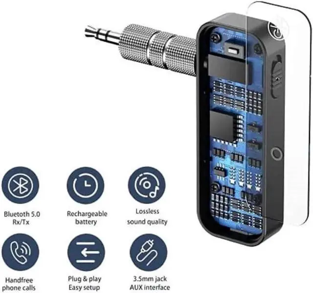 Alt view image 3 of 6 - Bluetooth 5.0 Adapter 3.5mm Jack Aux Receiver, 2-in-1 Wireless Transmitter & Receiver for iPod Touch (7th Generation), Streaming Audio of TV, PC, Speaker, Headphones, Car, Home Stereo