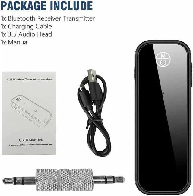 Alt view image 6 of 6 - Bluetooth 5.0 Adapter 3.5mm Jack Aux Receiver, 2-in-1 Wireless Transmitter & Receiver for iPod Touch (7th Generation), Streaming Audio of TV, PC, Speaker, Headphones, Car, Home Stereo