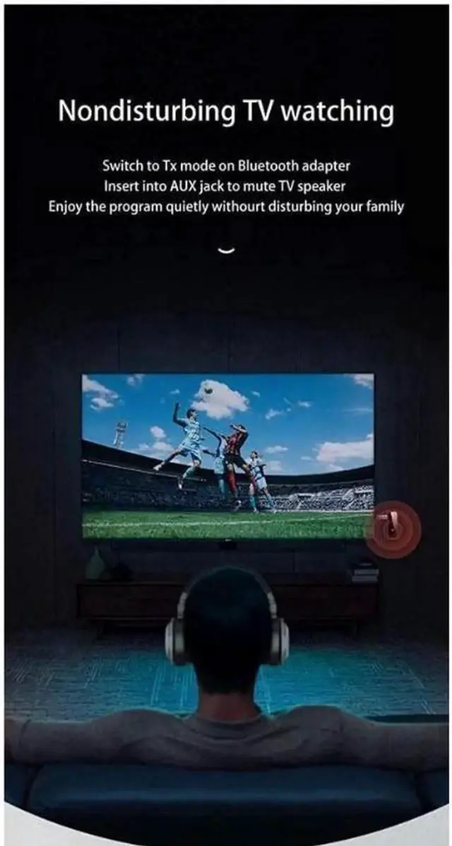 Alt view image 2 of 6 - Bluetooth 5.0 Adapter 3.5mm Jack Aux Receiver, 2-in-1 Wireless Transmitter & Receiver for iPod Touch (7th Generation), Streaming Audio of TV, PC, Speaker, Headphones, Car, Home Stereo