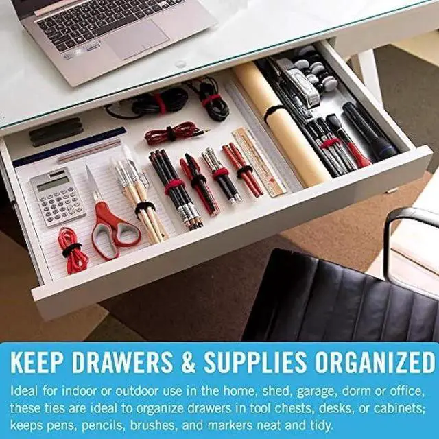 Alt view image 4 of 7 - 100Pk, 16mm * 300mm black nylon buckle, thin pre cut design, self-adhesive binding tape for wire storage and organization, wire management for homes, offices, and data centers