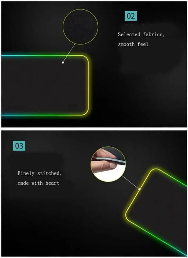 Alt view image 5 of 7 - RGB Gaming XL Mouse Pad Wireless Charging , Fast Charging,10 Modes Cool Light, Extended Mouse Mat, Anti-Fray Stitching & Non-Slip Grip - Wireless Charger - 31.5"X11.8"X 0.15"(800X300X4mm)