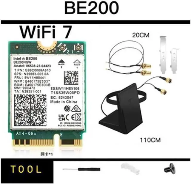 Main image of New Wi-Fi 7 Intel BE200 Bluetooth 5.4 Wifi Card BE200NGW 2.4/ 5/ 6 GHz 5.8 Gbps For Windows 10/11 PC Laptop