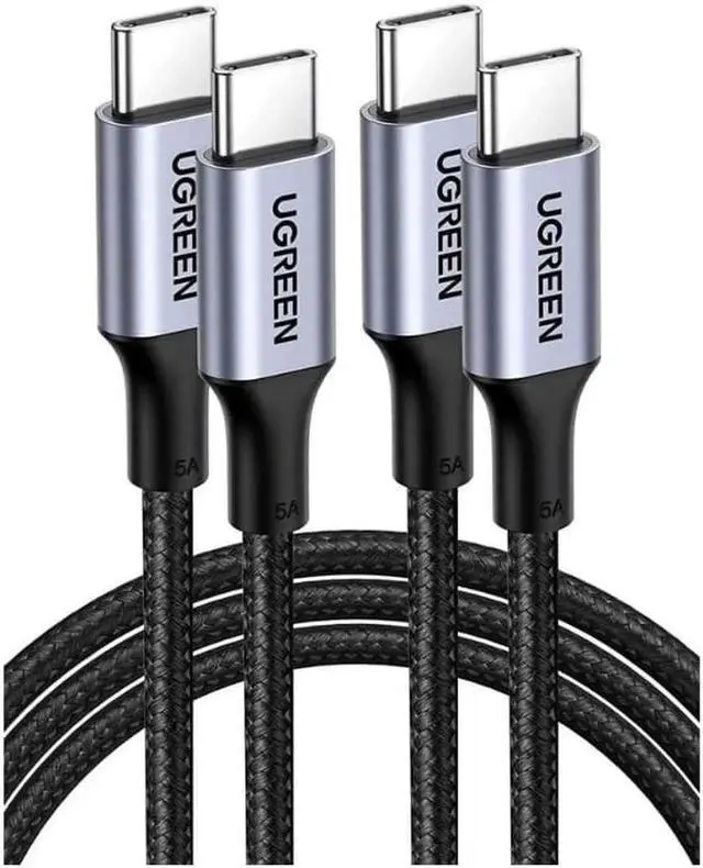Main image of UGREEN USB C to USB C Cable 100W Fast Charge, [2 Pack 6FT] Type C 5A Power Delivery Charger, Nylon Braided Charging Cord Compatible for MacBook Pro 2021 Dell iPad Pro Samsung Galaxy S21 S20 Note 20