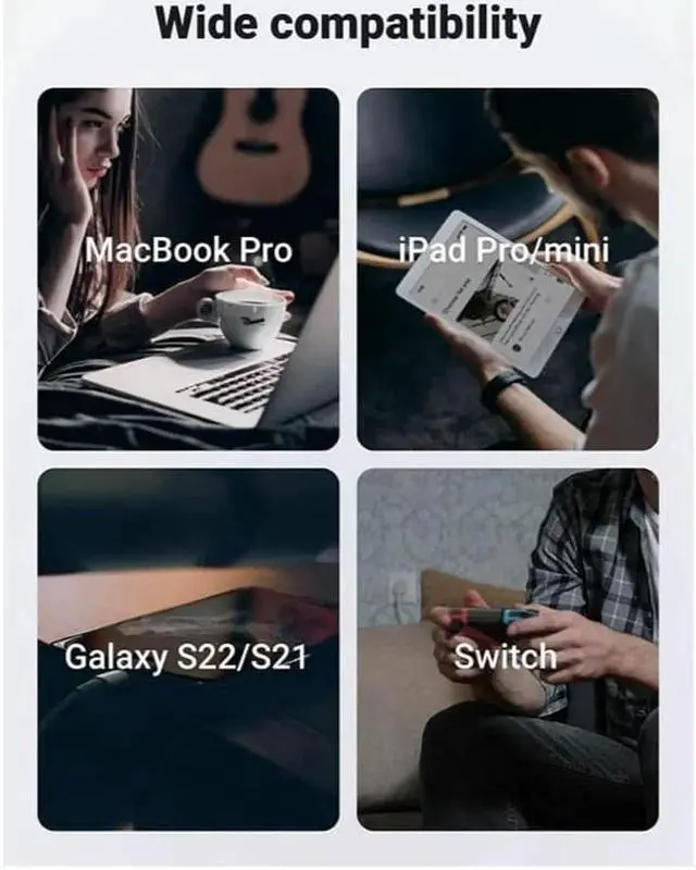 Alt view image 7 of 7 - UGREEN USB C to USB C Cable 100W Fast Charge, [2 Pack 6FT] Type C 5A Power Delivery Charger, Nylon Braided Charging Cord Compatible for MacBook Pro 2021 Dell iPad Pro Samsung Galaxy S21 S20 Note 20