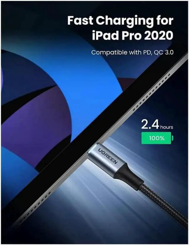Alt view image 3 of 7 - UGREEN USB C to USB C Cable 100W Fast Charge, [2 Pack 6FT] Type C 5A Power Delivery Charger, Nylon Braided Charging Cord Compatible for MacBook Pro 2021 Dell iPad Pro Samsung Galaxy S21 S20 Note 20