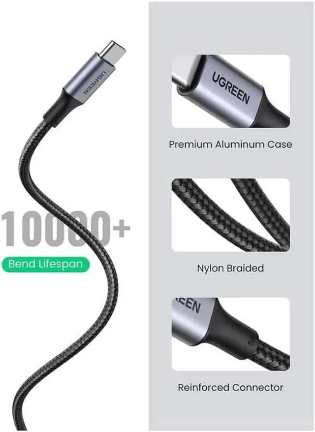 Alt view image 4 of 7 - UGREEN USB C to USB C Cable 100W Fast Charge, [2 Pack 6FT] Type C 5A Power Delivery Charger, Nylon Braided Charging Cord Compatible for MacBook Pro 2021 Dell iPad Pro Samsung Galaxy S21 S20 Note 20