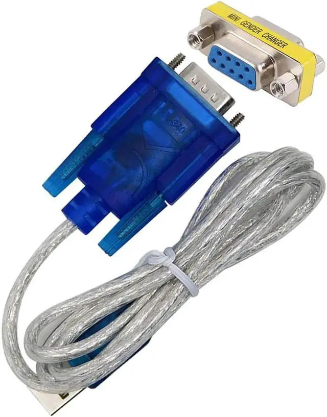 Main image of 0.8m USB 2.0 to RS232 DB9 Serial Cable Prolific CH340 Chipset w/Female to Female Converter Support Windows 98/98SE/ME/2000/XP/Vista/7 32bit/8/10, Mac OS8.6 (with Female to Female Converter)