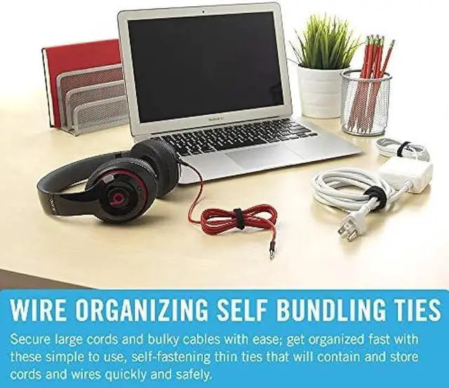 Alt view image 7 of 7 - 100Pk, 16mm * 600mm black nylon buckle, thin pre cut design, self-adhesive binding tape for wire storage and organization, wire management for homes, offices, and data centers