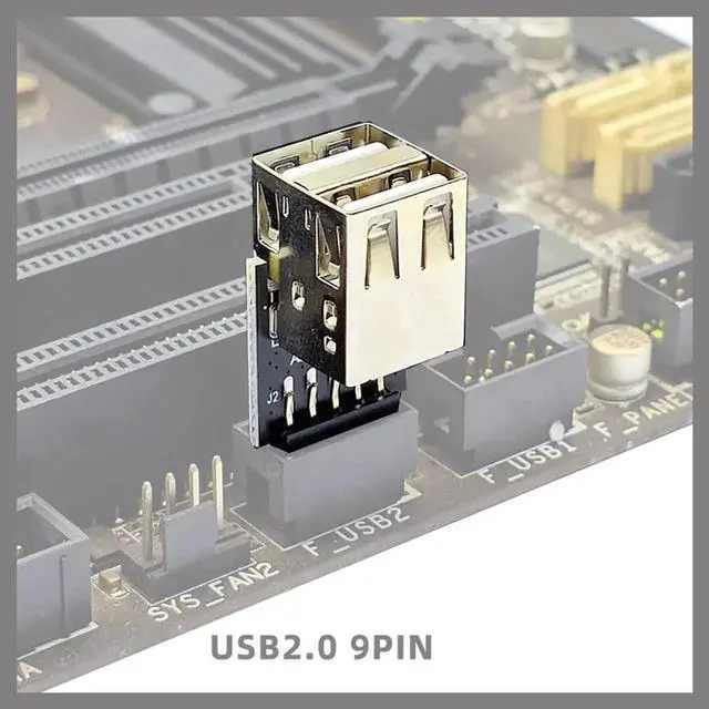 Alt view image 2 of 2 - Motherboard Connector USB2.0 Extender Card 9Pin to TY-PE C A-Key Front Converter USB3.2 Type-E Interface Header Adapter (Type B Dual Port)