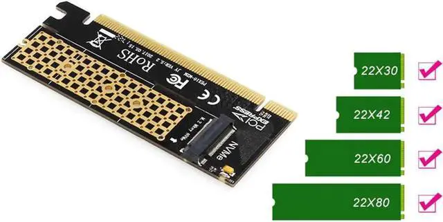 Alt view image 7 of 7 - JEYI Swift MX16 M.2 NVMe SSD NGFF to PCIE 3.0 X16 Adapter M Key Interface Ccard Suppor PCI Express x16 2280 Size m.2 Full Speed (MX16)