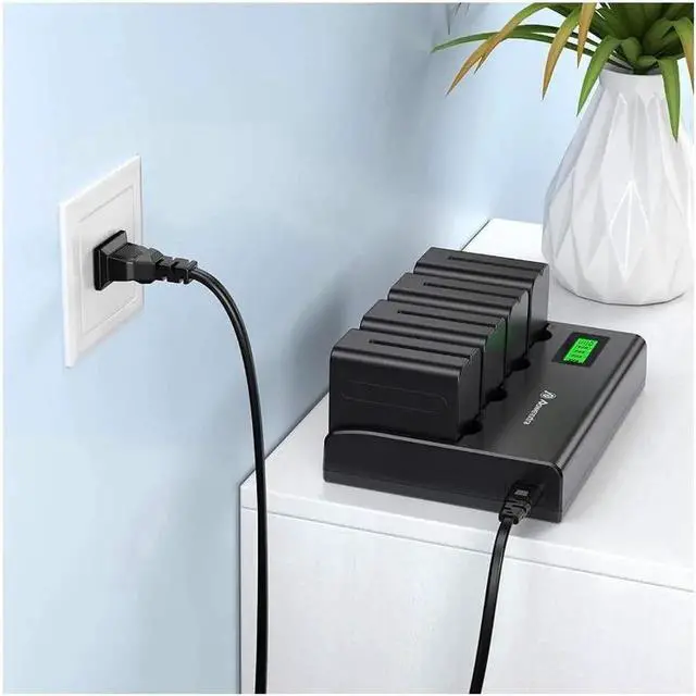 Alt view image 6 of 6 - 4 Pack Batteries and 4-Channel Charger for So-ny NP-F970, NP-F960, NP-F950, NP-F930, NP-F770, NP-F750, NP-F570, NP-F550