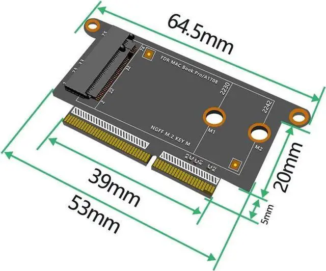Alt view image 3 of 5 - Hard Disk Adapter Card M.2 NVMe M-Key 2230 2242 SSD Conversion Card Adapter Compatible with MacBook Pro 2016-2017 A1708 Model Driver-Free