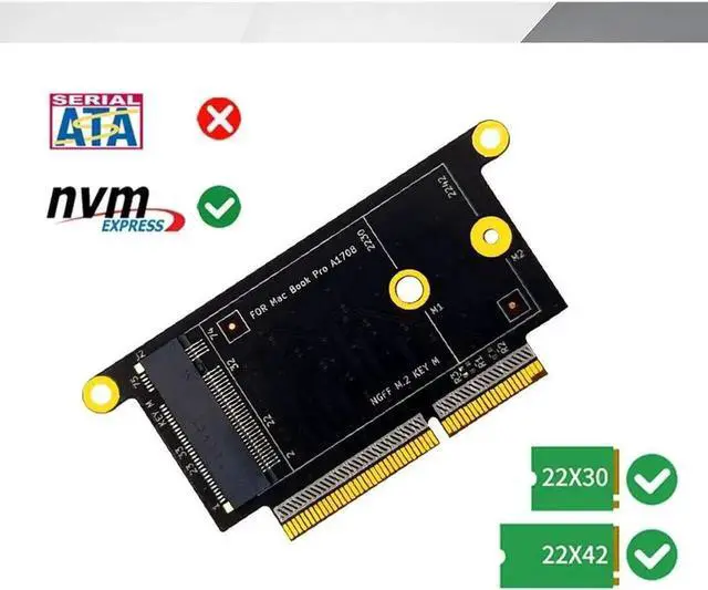 Alt view image 5 of 5 - Hard Disk Adapter Card M.2 NVMe M-Key 2230 2242 SSD Conversion Card Adapter Compatible with MacBook Pro 2016-2017 A1708 Model Driver-Free