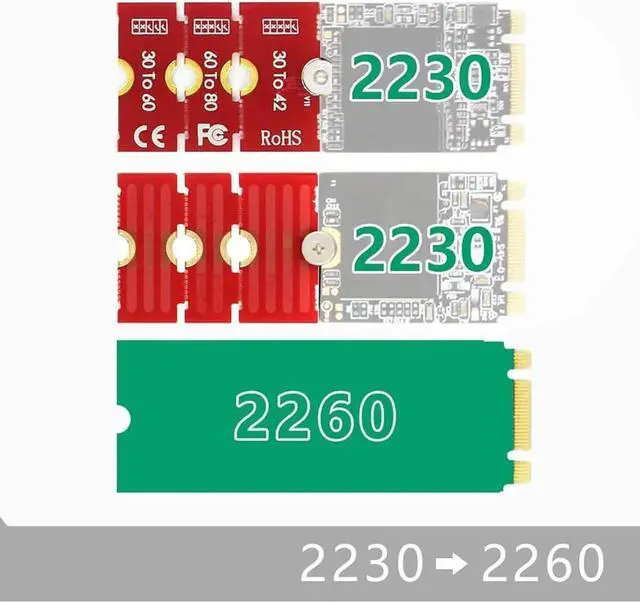 Alt view image 2 of 7 - JEYI M2 M2PLUS NGFF NVME m. 2 Extended Transfer 2230, 2242, 2260, 2280 M2 Change Long Size NVME NGFF M.2 U.2 M3 M.3 SSD