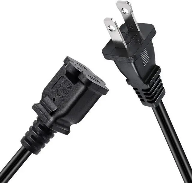 Alt view image 4 of 4 - 1FT(0.32M) 2 Prong US AC Polarized Power Extension Cable Cord NEMA 1-15P to 1-15R UL Listed SPT2 18AWG USA Outlet Saver Power Extension Cord (180 Degree Angle)