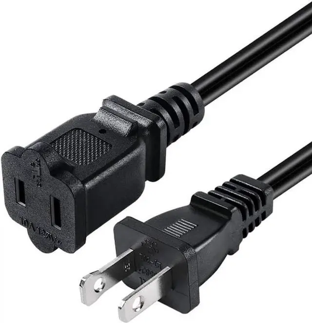 Alt view image 2 of 4 - 1FT(0.32M) 2 Prong US AC Polarized Power Extension Cable Cord NEMA 1-15P to 1-15R UL Listed SPT2 18AWG USA Outlet Saver Power Extension Cord (180 Degree Angle)
