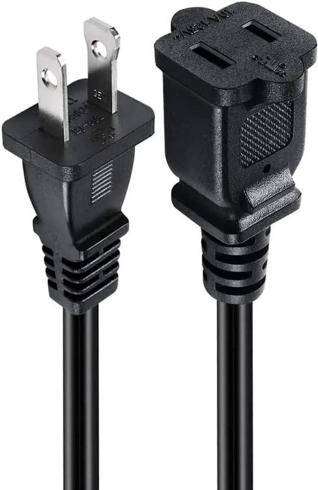 Alt view image 3 of 4 - 1FT(0.32M) 2 Prong US AC Polarized Power Extension Cable Cord NEMA 1-15P to 1-15R UL Listed SPT2 18AWG USA Outlet Saver Power Extension Cord (180 Degree Angle)