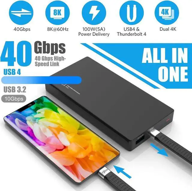 Alt view image 5 of 7 - Short USB C Cable, 40Gbps USB4 Cable Compatible with Thunderbolt 4/3 Interface, USB C to USB C Cable Supports 8K Display.