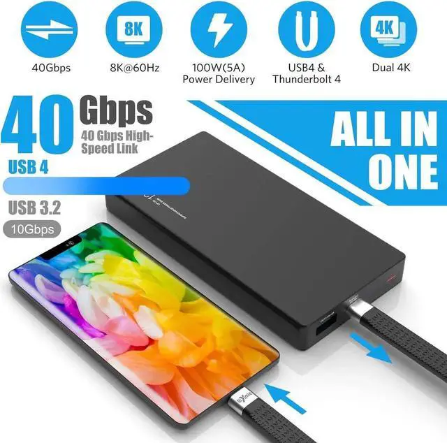 Alt view image 5 of 7 - Short USB C Cable, 40Gbps USB4 Cable Compatible with Thunderbolt 4/3 Interface, USB C to USB C Cable Supports 8K Display.