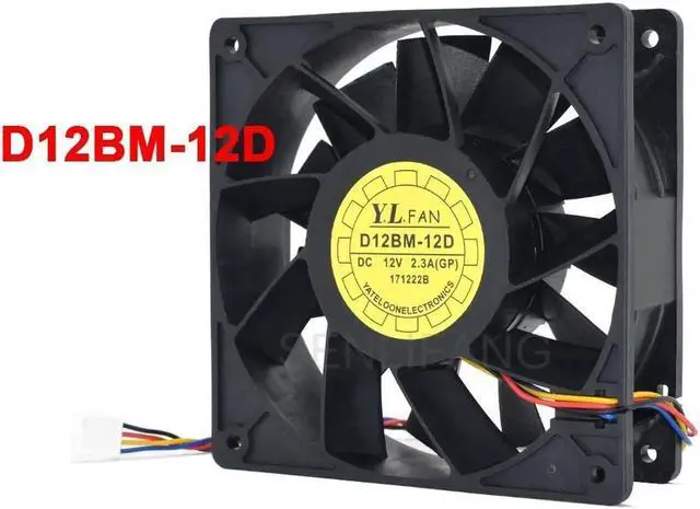Main image of 12038 120*120*38MM DC12V 2.3A Large Volume Cooling Fan D12BM-12D 4Pin For S7 S9 L3+ T9+ M3 S9i Chassis Server Fan