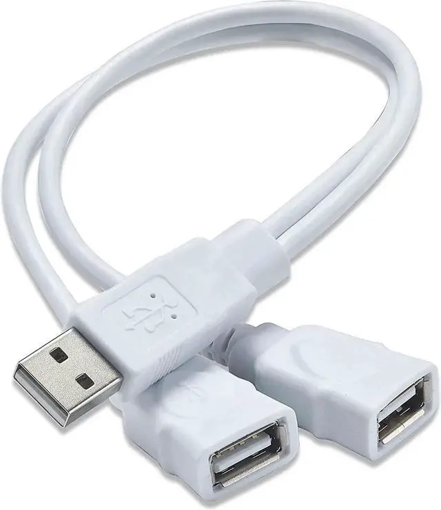 Main image of Dual USB Port Cable, USB Male to 2 Dual USB Female,USB Y Splitter hub Power Cord Extension Adapte,Applicable to Lower Power Devices (Data and for Charging)