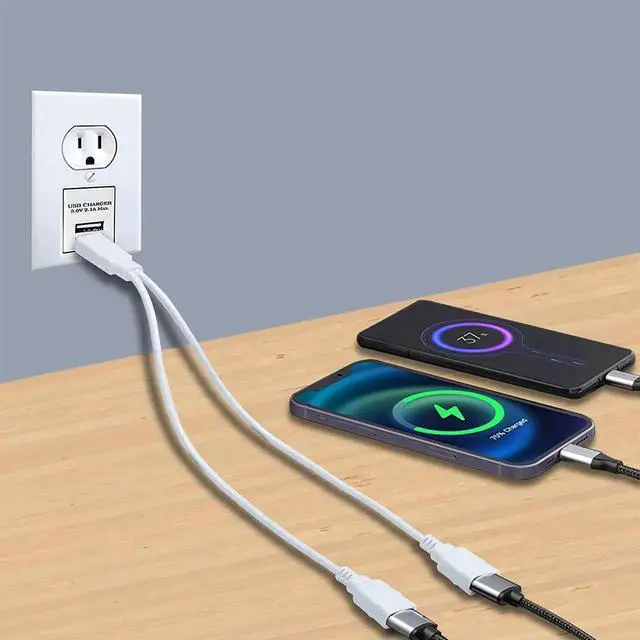 Alt view image 4 of 4 - Dual USB Port Cable, USB Male to 2 Dual USB Female,USB Y Splitter hub Power Cord Extension Adapte,Applicable to Lower Power Devices (Data and for Charging)