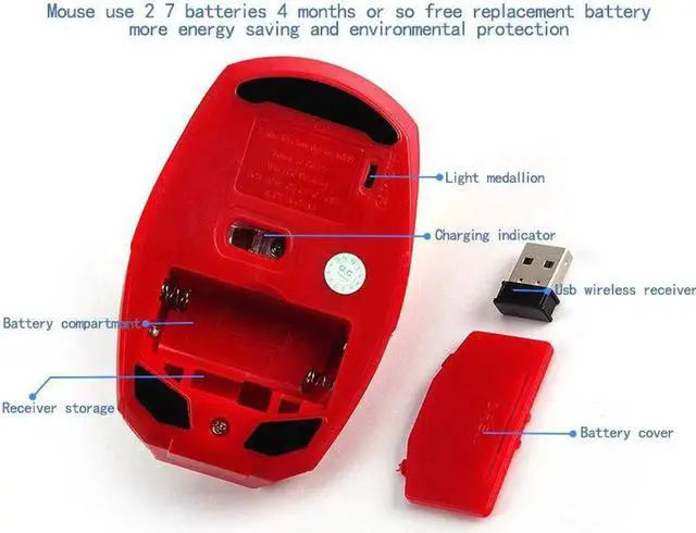 Alt view image 3 of 3 - Lemincrash Wireless Gaming Mouse Gamer Computer Mice Button Silent Click 800/1200/1600 Adjustable computer Electroplated gold