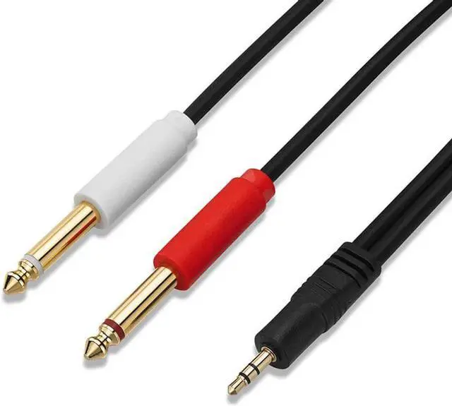 Alt view image 4 of 4 - Gold Plated 3.5 mm TRS to Dual 1/4 inch TS Premium Stereo Breakout Cable for Connecting iPhones, iPods, iPads, Mac, Laptop, or Audio Device to Pro Audio Gear(5ft/1.5M)