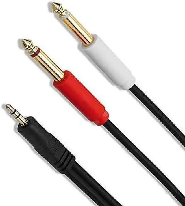 Alt view image 3 of 3 - Gold Plated 3.5 mm TRS to Dual 1/4 inch TS Premium Stereo Breakout Cable for Connecting iPhones, iPods, iPads, Mac, Laptop, or Audio Device to Pro Audio Gear (10ft/3m)