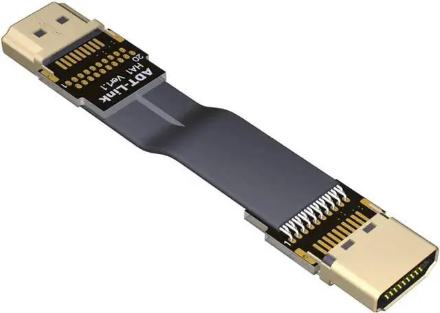 Main image of ADT-LINK Flat Slim Angled Standard HDMI 2.0 Male/Female to HDMI 2.0 Male/Female 20 pin FFC FPC Flat Ribbon Elbow Cable 2K/144hz 4K/60Hz for HDTV AV Aerial Photography A1 (0.5m,A1-A1)
