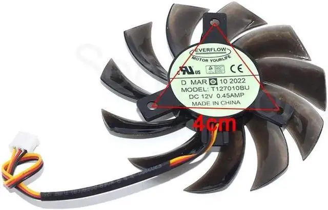 Main image of For Everflow Graphics Cooling Fan T127010BU DC12V 0.45A 3Lines Computer Cooler 7.5CM New