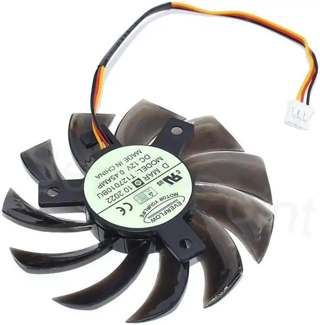 Alt view image 4 of 5 - For Everflow Graphics Cooling Fan T127010BU DC12V 0.45A 3Lines Computer Cooler 7.5CM New