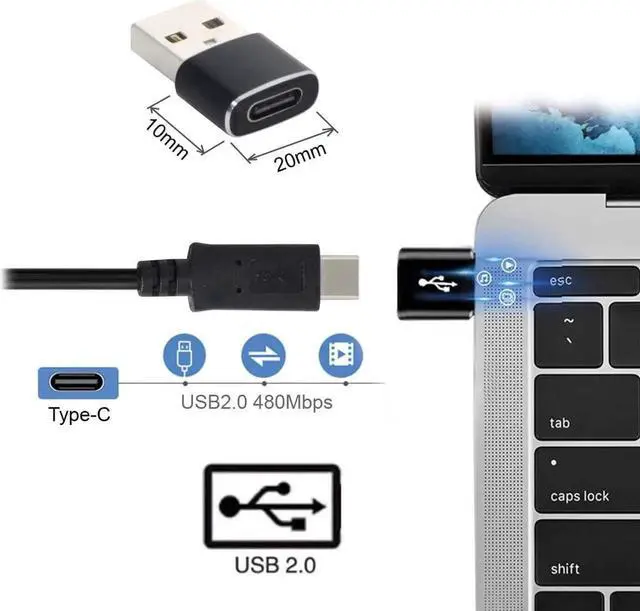 Alt view image 3 of 6 - USB C to USB Adapter 5pcs/lot USB C Female to USB Male Adapter USB Type C to USB A Cable Connector Black