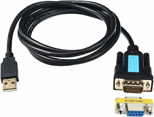Main image of 1.8m USB 2.0 to RS232 DB9 Male Serial Adapter Cable PL-2302 Chipset w/Female to Female Adapter Converter Support USB 2.0 Windows XP VISTA/7/8/10 Mac Linux (with Female to Female Converter)