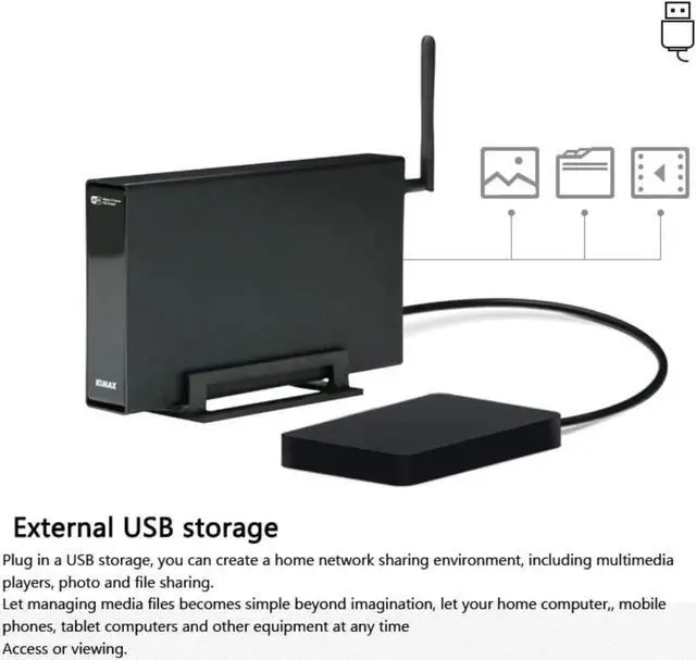 Alt view image 6 of 7 - U35WF 6TB 3.5 inch Mobile Multi-Function Hard Disk Box WiFi Wireless NAS Private Cloud Storage Office Home (Hard Drives not Included)