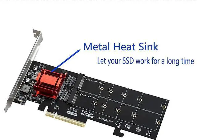 Alt view image 2 of 7 - M.2 NVMe PCIe Adapter, M.2 NVMe NGFF SSD to PCI-e 3.1 Gen3 X8 X16 Card with Low Profile Bracket Support M.2 (M Key) NVMe SSD 22110/2280 /2260/2242 /2230