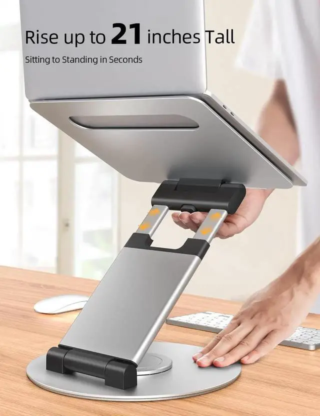 Alt view image 3 of 7 - Nulaxy Telescopic 360 Rotating Laptop Stand for Desk Adjustable Height Swivel Pull Out Design Ergonomic Laptop Riser Fits All MacBook, Laptops - LS18