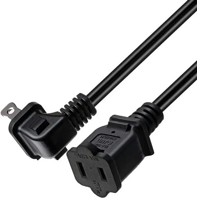 Alt view image 3 of 4 - 1FT(0.32M) 2 Prong US AC Polarized Power Extension Cable Cord NEMA 1-15P to 1-15R UL Listed SPT2 18AWG USA Outlet Saver Power Extension Cord (90 Degree Angle)