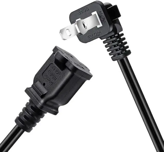 Alt view image 4 of 4 - 1FT(0.32M) 2 Prong US AC Polarized Power Extension Cable Cord NEMA 1-15P to 1-15R UL Listed SPT2 18AWG USA Outlet Saver Power Extension Cord (90 Degree Angle)