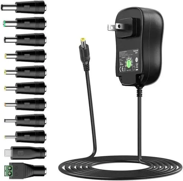 Alt view image 3 of 7 - Basicvolt Universal Power Supply 5V 6V 7.5V 9V 12V 13.5V 15V 3A 2.5A AC DC Power Adapter 45W Wall Charger with 5V 2A USB Plug for Electronics 2.5A 2500mA 3000mA 3Amp Max with 12pcs Adaptor Tips - OEM