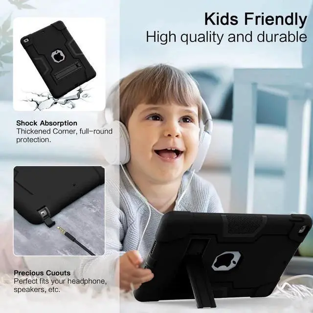 Alt view image 5 of 7 - JAENFONG iPad 8th Generation Case,iPad 7th Generation Case,iPad 10.2 2020/2019 Case,Slim Heavy Duty Shockproof Rugged Protective Case,Black