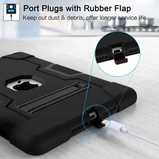 Alt view image 2 of 7 - JAENFONG iPad 8th Generation Case,iPad 7th Generation Case,iPad 10.2 2020/2019 Case,Slim Heavy Duty Shockproof Rugged Protective Case,Black