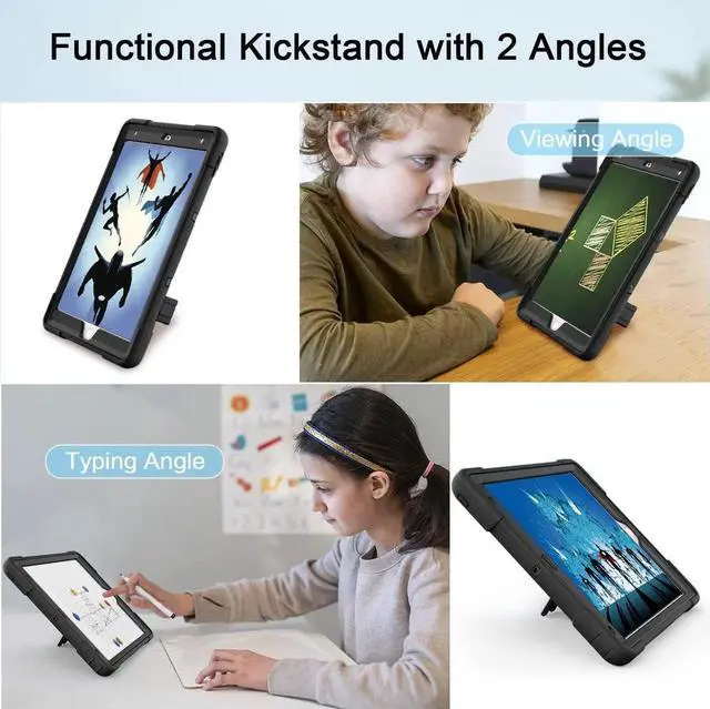 Alt view image 6 of 7 - JAENFONG iPad 8th Generation Case,iPad 7th Generation Case,iPad 10.2 2020/2019 Case,Slim Heavy Duty Shockproof Rugged Protective Case,Black