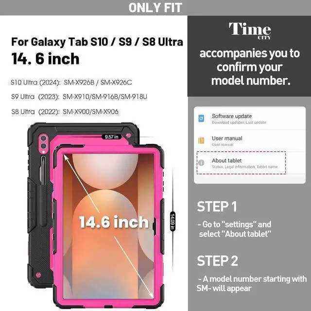 Alt view image 7 of 7 - JAENFONG Case for Galaxy Tab S10 Ultra Case/Tab S9 Ultra Case/Tab S8 Ultra Case 14.6 Inch 2024 2023 2022. Heavy Duty Protection but Not Bulky - Red