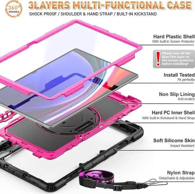 Alt view image 3 of 7 - JAENFONG Case for Galaxy Tab S10 Ultra Case/Tab S9 Ultra Case/Tab S8 Ultra Case 14.6 Inch 2024 2023 2022. Heavy Duty Protection but Not Bulky - Red