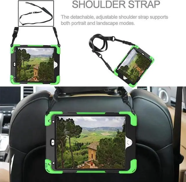 Alt view image 5 of 7 - JAENFONG Case for iPad Mini 4& iPad Mini 5 with 360 Degree Swivel Stand/Hand Strap/Shoulder Strap for Protective Fit Case for Mini iPad 5- Red